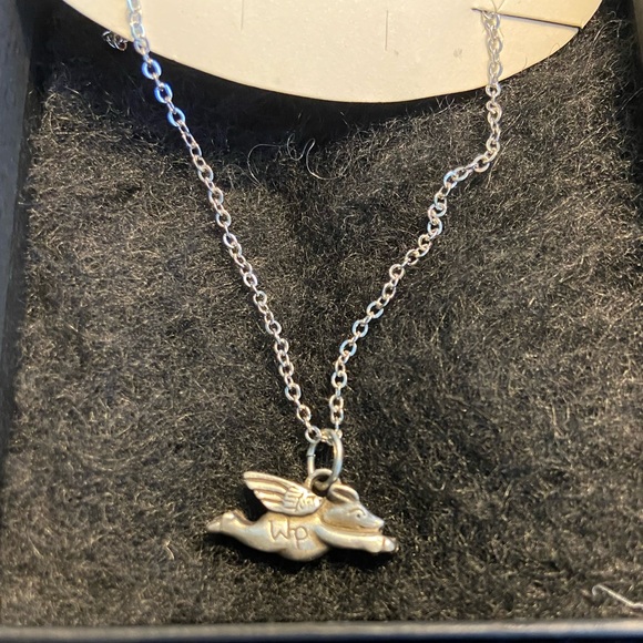 Whistle Pig Pewter Flying Pig Charm and Necklace Handcrafted by Danforth in VT - Picture 6 of 6